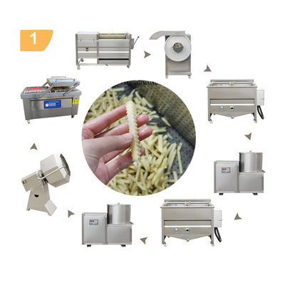 100Kg/H Semi Automatic Frozen French Fries Production Line With Electric Heating 1500W