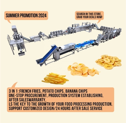 Fully Automatic Fried Potato Flakes Chips Making Machine for 2 KG Frozen Fries Making